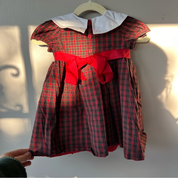 Girls Collared Christmas Tree Embroidered Dress - Picture 8 of 11